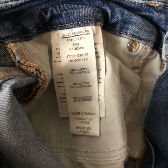 GOOD AMERICAN Good High Waist Straight Ankle Jeans Distressed Raw Hem Size 4/27 - Picture 9 of 11